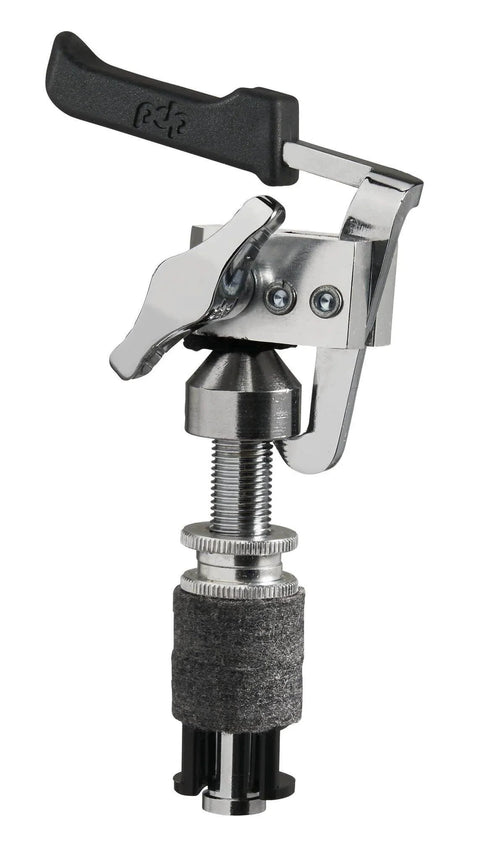 Close-up of Quick-Release Drop-Lock Hi-Hat Clutch with steel construction, showing quick-release mechanism and felt washer
