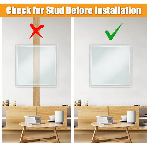 Illustration showing correct placement of #8 Self Drilling Drywall Anchors with Screws Kit next to wall studs for secure installation.