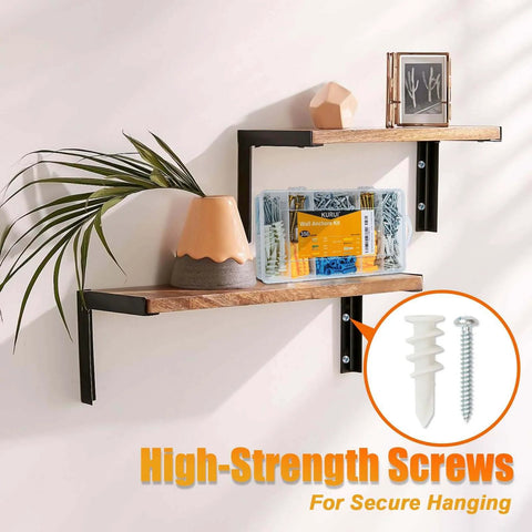 350 Pcs Drywall Anchors Assortment Kit for Sheetrock Concrete and Brick Including 175 Plastic Wall Anchors and 175 Flat Head Phillips Screws on shelves.