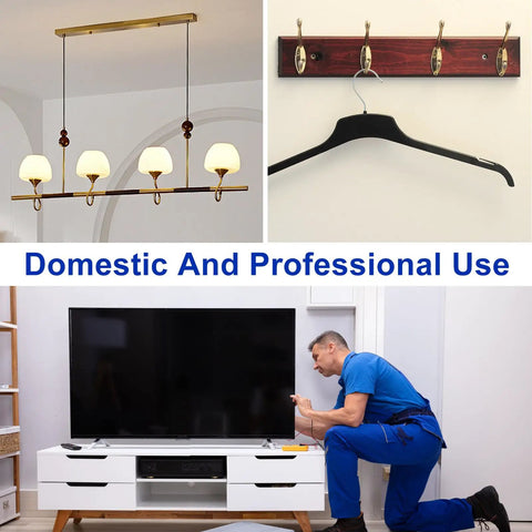 Heavy Duty Drywall Anchors Kit With Included 1/4-20 Bolts Holds Up To 270 Pounds Per Anchor For 1/2 Inch Drywall Great For TV Mounts 22 Pack Hollow Wall Anchors Screws Built To Last shown in use for TV mounting and shelf installation.