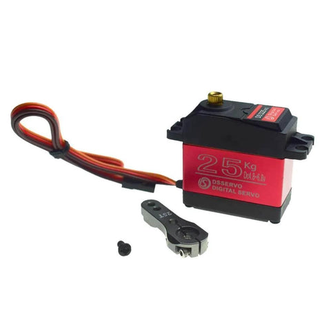 Servo High Torque Metal Gear Standard Digital Servo 25KG/0.13S 6.8V for 1/8 1/10 RC Cars (Control Angle 180) with cables and arm