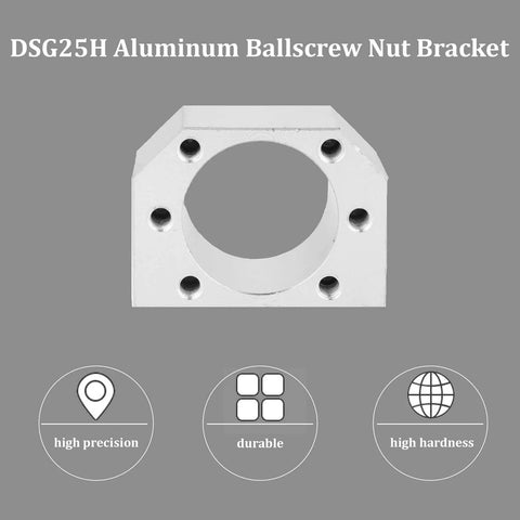 ✝️ Dsg25h aluminum ballscrew nut bracket, sfu2505 / sfu2510 ballscrew nut housing seat mount holder, front view