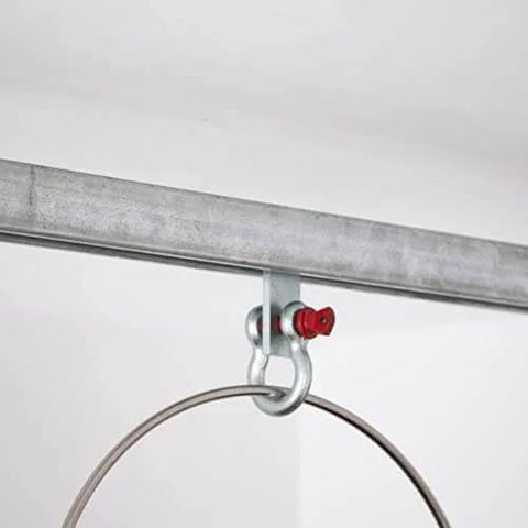 2 Wheel Trolley Assembly Rollers with Dual Bearings for 1-5/8 Inch & Taller Strut Channel installed in a ceiling rail system