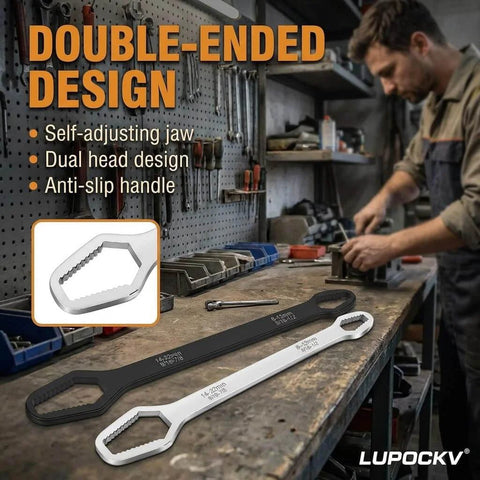 Self Adjusting Universal Wrench Set Double End Tool 8 To 22 Millimeters Multi Size For Automotive Repairs Heavy Duty Grip Spanner