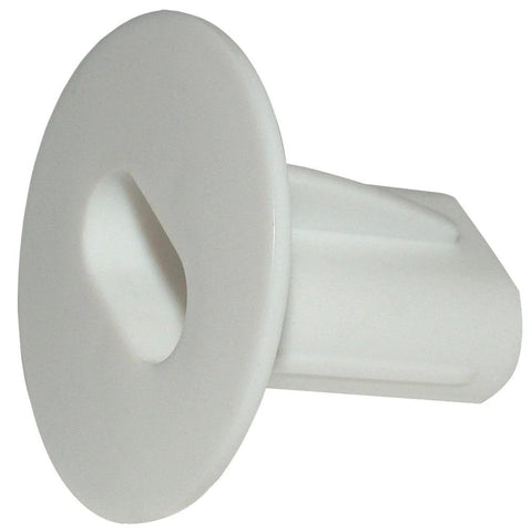 White plastic dual feed-through cable bushing with flange