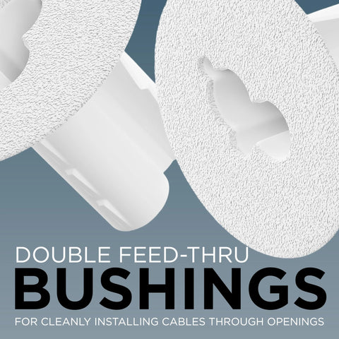 Dual feed-through bushing for RG6 coax, white wall grommets, 2-pack