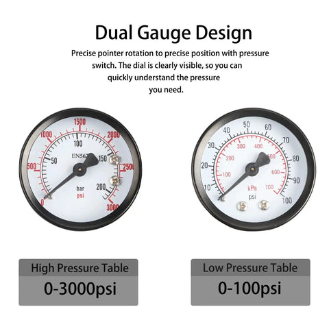 Dual Gauge Nitrogen Regulator CGA580 For Draft Beer Systems With 0 To 100 PSI Delivery Pressure, dual dial design 0-3000 and 0-100 PSI shown.