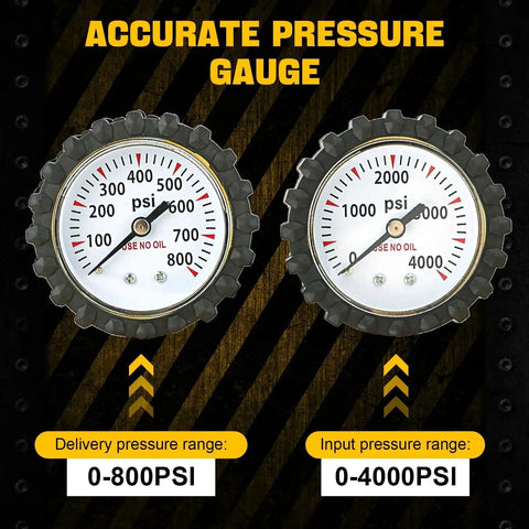 Accurate pressure gauge display of Premium Nitrogen Gas Regulator With Dual Gauges For HVAC Purging Brass Construction Durable And Reliable For Pro Shops Delivery Pressure Up To Eight Hundred PSI Inlet CGA580 Outlet One Quarter Inch Male Connection DASBET