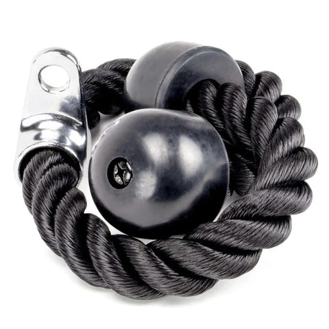 Dual Grip Triceps Rope For Cable Machines, No Slip Nylon Rope With Rubber Bumpers, Easy Grip, Double Sided Design
