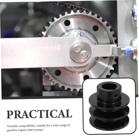 Groove Sheave V-belt Pulley for Automotive Applications Heavy Duty Cast Construction Simple Installation for Gas Engine Water Pump Double Groove Design for Enhanced Performance shown attached to engine system.