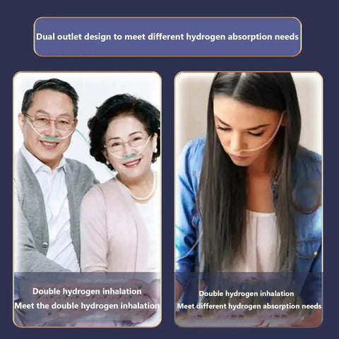 Two people using High Purity Hydrogen Generator For Home Use With Dual Inhalation Capability, featuring nasal inhalers.