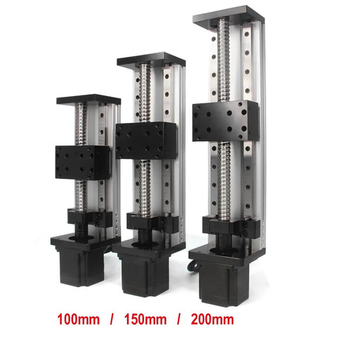 Dual Linear Rail Guide Ballscrew SFU1605 with Square Linear Rails with NEMA23 Stepper Motor, 100mm Effective Stroke Length for CNC