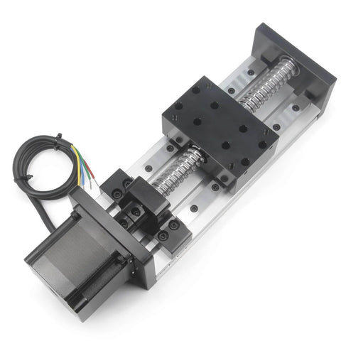 Dual Linear Rail Guide Ballscrew SFU1605 with Square Linear Rails with NEMA23 Stepper Motor, 100mm Effective Stroke Length