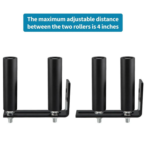 Slide Gate Guide Roller Assembly with dual nylon rollers on an L post bracket, black powder coat, for heavy duty gates and fences pack of 2.