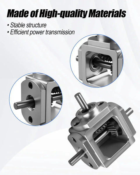 90 Degree Bevel Gearbox With Dual Output Shafts For 1 To 1 Transmission In Compact Aluminum Frame 6mm Shaft 20 Teeth Cone Gears