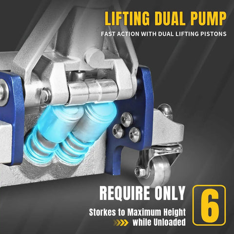 Close-up of lifting mechanism on Beefy Ultra Lightweight 3 Ton Aluminum Floor Jack With Quick Rise Dual Pump For Cars And Trucks
