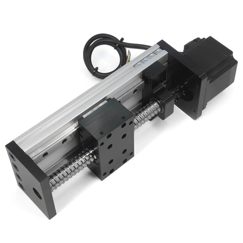 Dual Linear Rail Guide Ballscrew SFU1605 with Square Linear Rails with NEMA23 Stepper Motor, 100mm Effective Stroke Length for CNC