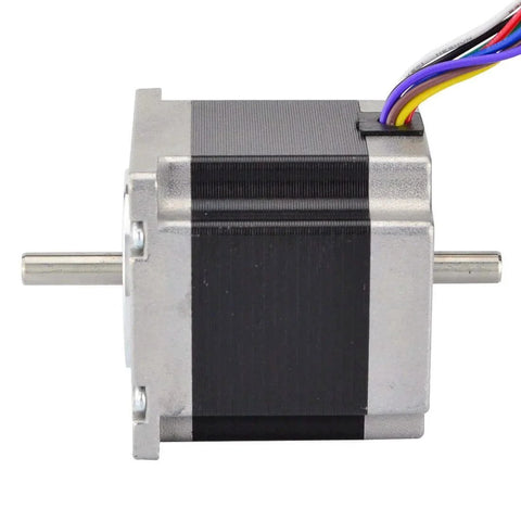 Dual Shaft Nema 23 CNC Stepper Motor 1.26Nm(179oz.in) 8 Wires CNC Mill Router with wires and dual shaft view