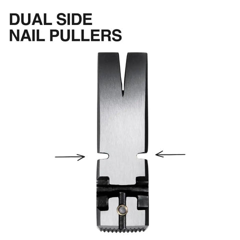 Dual side nail pullers on 22 Ounce Milled Face Framing Hammer for precision framing and strong driving forged steel.