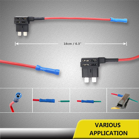 10 Pack 12V Car Add A Circuit Fuse Tap Adapter Kit With Dual Slot ATO ATC Blade Fuse Holders And Ten 10A And 20A Fuses Easy No Splice Install