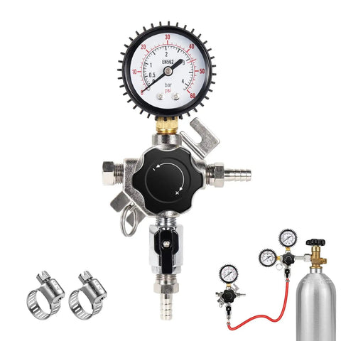 Two Stage CO2 Regulator For Kegs With Split Pressure Control And 0 To 60 PSI Output Single Gas Inlet Dual Stage Beer Regulator