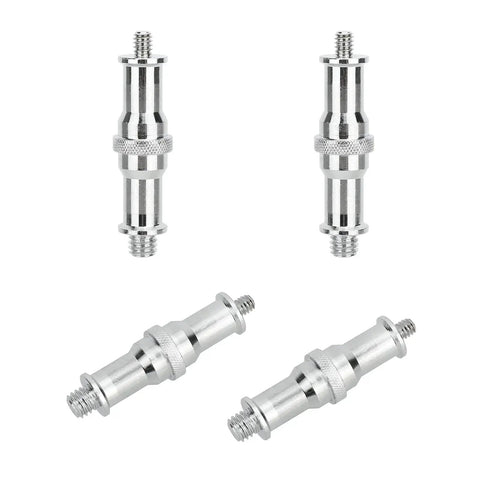 1/4 Inch To 3/8 Inch Male Thread Converter Adapter Spigot Set For Studio Lighting Accessories 4 Pack metal adapters displayed
