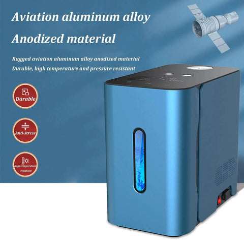 Dual User Hydrogen Inhalation Machine With 99 99 Percent High Purity H2 PEM Technology Low Noise Water Generator, blue casing