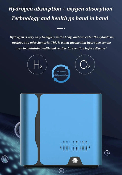 Dual User Hydrogen Inhalation Machine With 99 99 Percent High Purity H2 PEM Technology Low Noise Water Generator front view