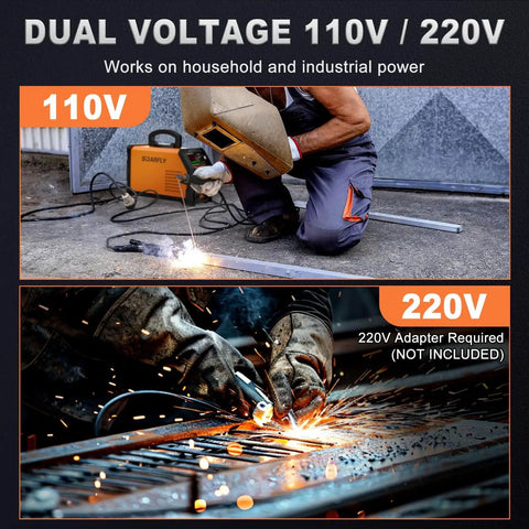 Dual Voltage 110V 220V 250Amp Arc Welder With Large Led Display Portable IGBT Inverter Stick Welder Includes 10 Rods Ground Clamp Electrode Clamp Hot Start Arc Force Anti Stick Soarfly