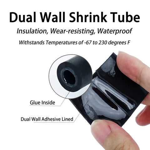 Close-up of dual-wall adhesive-lined heat shrink tubing, highlighting glue, part of Heat Shrink Tubing Kit With Adhesive Lined 3 To 1 Shrink Ratio For Marine Grade Industrial Use 240 Piece Set With Sizes From 3.2mm To 19.1mm Great For Wiring Rebuilds And DIY Electronics Projects