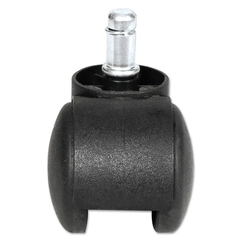 Dual Wheel Hooded Casters With Grip Ring Type B Stem One Point Five Inch Hard Nylon Wheels Matte Black Finish