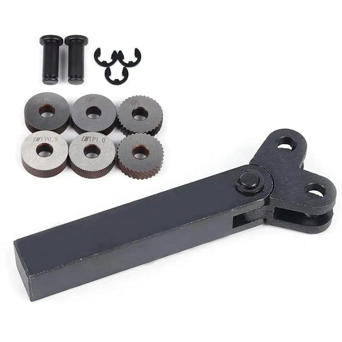 Dual Wheel Knurling Tool Set For Lathe Machines And Metalworking 6 Piece Linear Knurl Kit with wheels and steel holder
