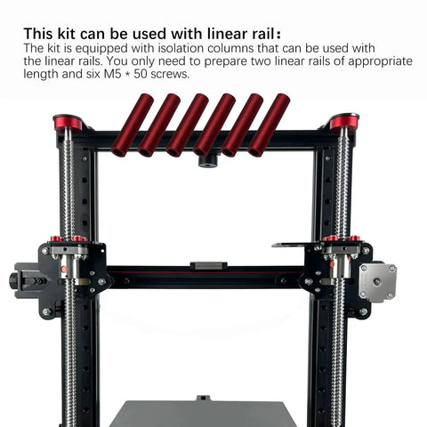 Dual Z Axis Ball Screw SFU1204 Upgrade Kit installed on 3D printer frame, showing CNC metal parts for Ender 3 Pro, V2, Neo
