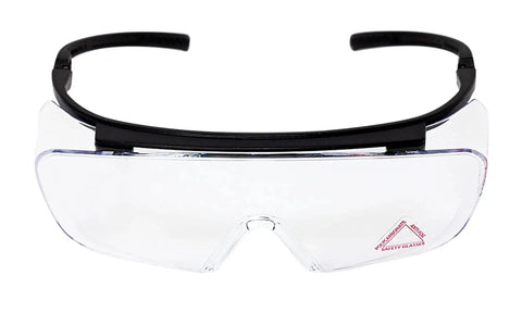 Front view of Duarte Premium Over Glasses Safety Eyewear With Anti Fog Lenses ANSI Z87.1 showing clear polycarbonate lens