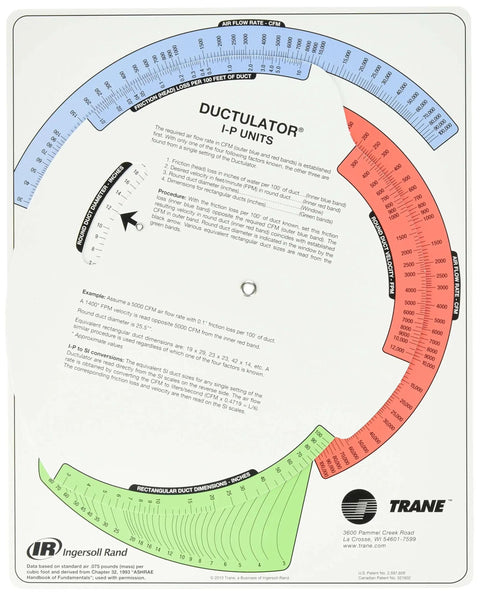 TD1 Ductulator With Sleeve For Duct Sizing, English And Metric Scales, Classic Ductulator Style, Multicolor Design
