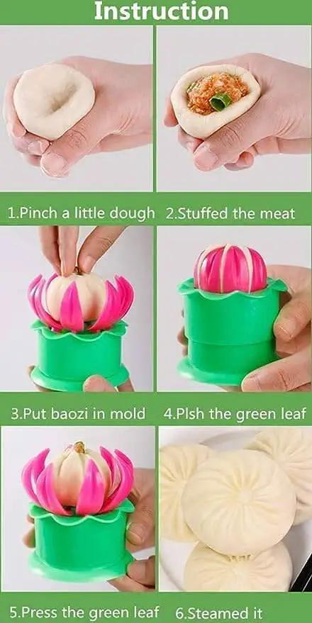 Multicolor Dumpling Mold Set For Momos Baozi And Steam Buns Press Dough Flatten And Seal Easy To Use Kitchen Gadget with instructions