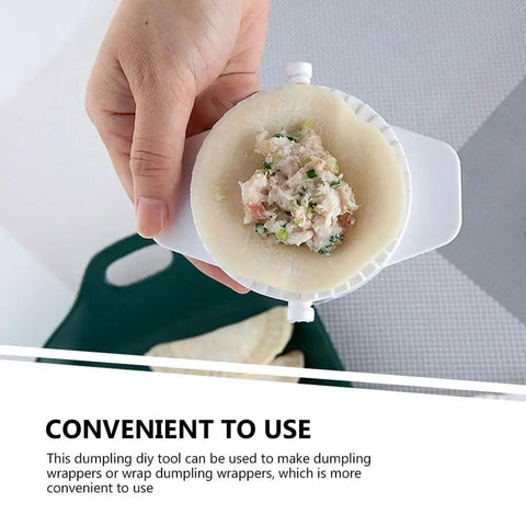 No Fuss Dumpling Maker Press Kit 3Pcs Small Nonstick Plastic Dumpling Mold in use with filling for pierogi or turnovers