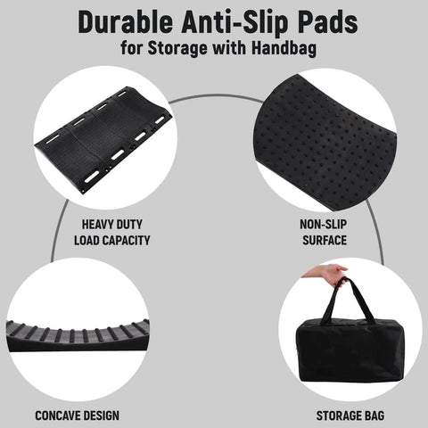 Heavy Duty Rubber Tire Saver Ramps 4 Pack Chocks For Cars And SUVs, RVs And Trailers, 60,000 Lb Capacity, with storage bag