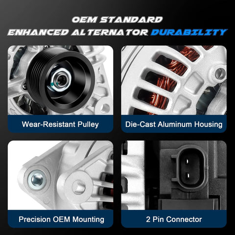 Premium 136 Amp 12V Alternator Replacement for 2003 to 2006 Ram 1500 2500 3500 V8 5.7L and 2004 Durango features