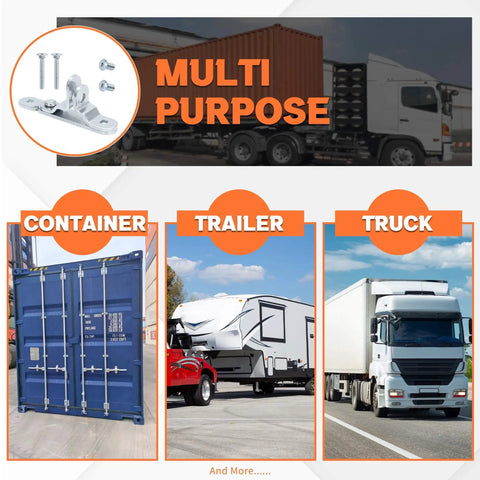 Durable cargo trailer door hasp latch kit with screws and nuts provides secure cam bar locking for trailers trucks containers