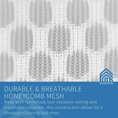 Close-up of durable honeycomb mesh material used in Three Pack Durable Honeycomb Mesh Laundry Bags For Delicates 12 By 16 Inches With Auto Lock Zippers Heavy Duty Construction Protect Lingerie And Delicate Fabrics In Machine Wash And Dry Ensuring Even Drying And Prolonged Garment Care
