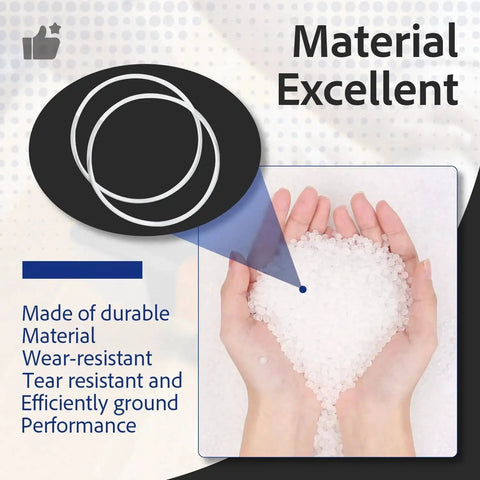 Material used for 2 Pack Replacement Belts for 5 Inch Random Orbital Sanders with DeWalt compatibility, shown with granules.