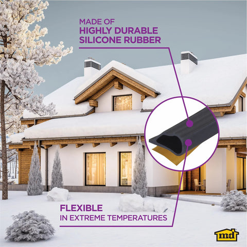 Silicone rubber gasket seal for doors and windows by M-D Building Products, black, 20 ft, indoor/outdoor use