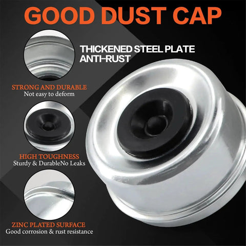 Close-up of a thickened steel plate dust cap for Boat Trailer Axle Bearing Kit For 5200 7000 Lb Tandem Axles With D42 Spindle From Tuijodaix
