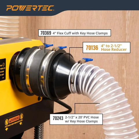 Four Inch To Two And One Half Inch Cone Reducer For Dust Collection Fittings Hose To Hose Connection Ideal For Connecting Large Four Inch Hoses To Smaller Two And One Half Inch Ports Installed on Dust Collector