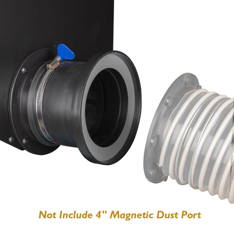 O'SKOOL magnetic dust collection port, 4-inch steel port with built-in rubber cuff and hose connector