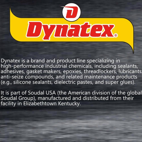 Dynatex logo with text describing product line focused on industrial chemicals like sealants and adhesives, part of Soudal USA.