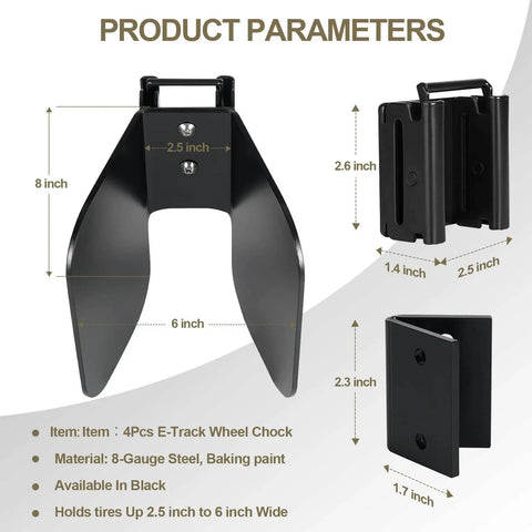 4 Pack E Track Wheel Chocks For E Track System Perfect For Motorcycles And Dirt Bikes Durable Powder Coated Tire Chocks With Dimensions