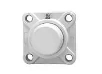 1-piece 1 in narrow set-screw pillow block bearing with zinc insert, white 4-bolt plastic housing, single flange-mounted unit for shafts