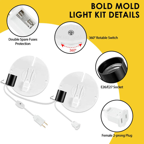 Easy Install Blow Mold Light Kit Replacement For Indoor Outdoor Decor E27 E26 Single Light Cord Kit with components and details